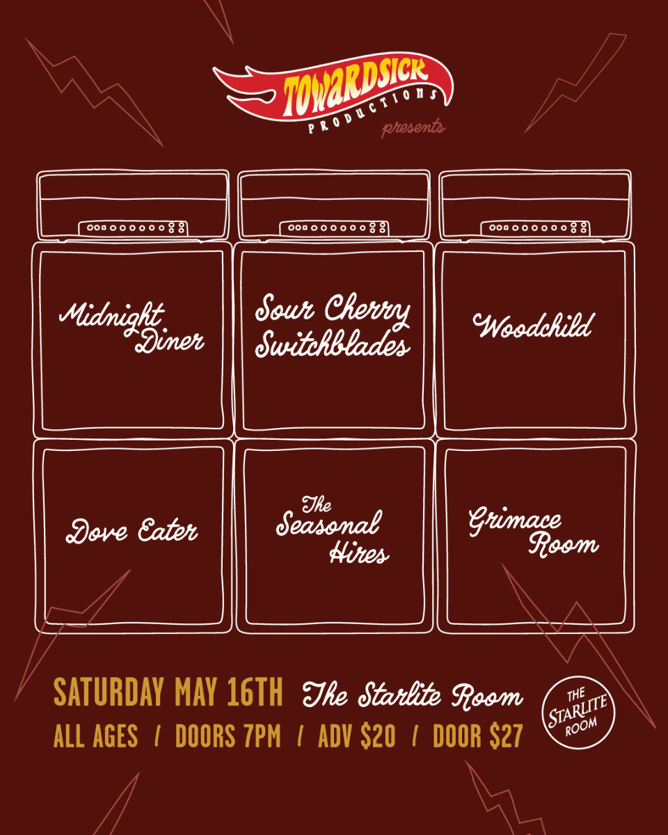 Sour Cherry Switchblades w/ Midnight Diner, Woodchild, The Seasonal Hires, Dove Eater, & Grimace Room