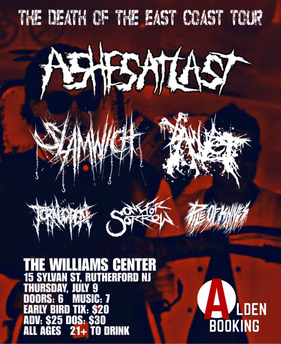 Alden Booking Presents: Ashes At Last, Slamwich Amuelet, Torn Open, One for Sorrow and Pile of Knives