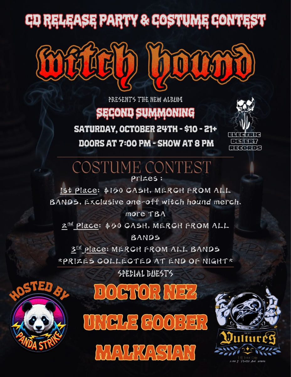 Witch Hound Album Release Party, with Malkasian, Doctor Nez, Uncle Goober, and Panda Strike as MC